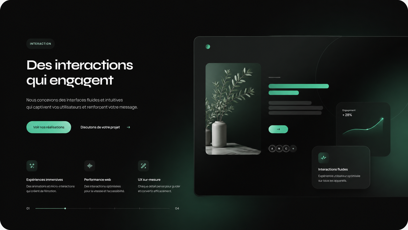 Aperçu d'interactions et de sections web